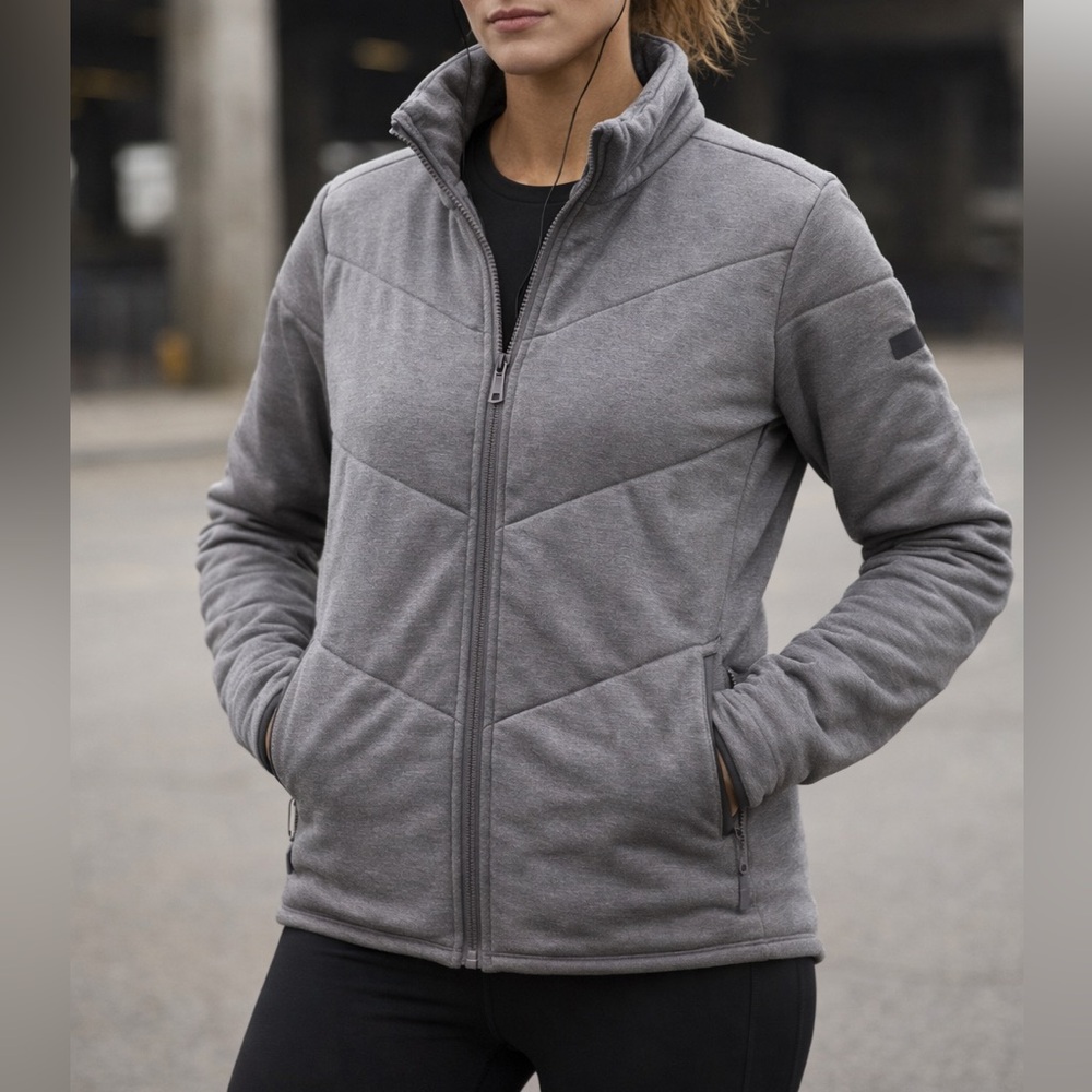 NWT Three Dots Anthropologie Women’s Quilted Full Zip Utility Jacket Heather